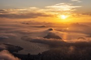 View of Sugarloaf and Botafogo Bay from Christ the Redeemer mirante during the dawn  - Rio de Janeiro city - Rio de Janeiro state (RJ) - Brazil