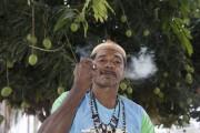 Indigenous Truka ethnicity using liamba smoking guide - smoked herb used as a smoke in the tore ritual - Cabrobo city - Pernambuco state (PE) - Brazil