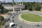 Picture taken with drone of the Vaccination against Covid 19 at Pacaembu Stadium - Drive-thru system - Sao Paulo city - Sao Paulo state (SP) - Brazil