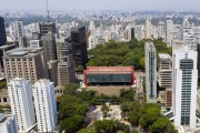 Picture taken with drone of the Sao Paulo Art Museum Assis Chateaubriand - project by Lina Bo Bardi - Sao Paulo city - Sao Paulo state (SP) - Brazil
