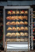 Roasted chicken for sale in bakery - Roasted on gas roasting pan - Rio de Janeiro city - Rio de Janeiro state (RJ) - Brazil