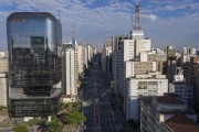 Picture taken with drone of the Paulista Avenue - Consolação direction - Sao Paulo city - Sao Paulo state (SP) - Brazil