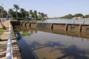 Municipal dam spillway without water in the rainy season - Sao Jose do Rio Preto city - Sao Paulo state (SP) - Brazil