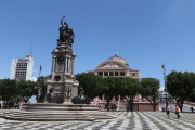 Sao Sebastiao Square - well as the Copacabana pattern was inspired by the Rossio Square in Lisbon - with the Monument to Open Ports to Friendly Nations (1900) and Amazon Theatre (1896)  - Manaus city - Amazonas state (AM) - Brazil