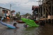 City of Anama during flooding of the Solimoes River - Children using buoys - Anama city - Amazonas state (AM) - Brazil