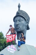 Activists at the monument to Zumbi dos Palmares - Demonstration in opposition to the government of President Jair Messias Bolsonaro - Rio de Janeiro city - Rio de Janeiro state (RJ) - Brazil