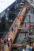 Improvised walkways in the historic center of Manaus during the biggest flood of the Rio Negro since the beginning of records in 1902 - Manaus city - Amazonas state (AM) - Brazil