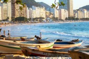 Fishing boats - Fishing village Z-13 - on Post 6 of Copacabana Beach - Rio de Janeiro city - Rio de Janeiro state (RJ) - Brazil
