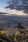 View of Sugarloaf and Botafogo Bay from Christ the Redeemer mirante during the dawn  - Rio de Janeiro city - Rio de Janeiro state (RJ) - Brazil