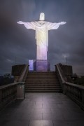 Detail of statue of Christ the Redeemer (1931) during the night  - Rio de Janeiro city - Rio de Janeiro state (RJ) - Brazil