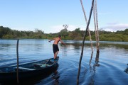 Riverine scene - Child playing in the Negro River - Iranduba city - Amazonas state (AM) - Brazil