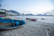 Fishing boat leaving the sea - Fishing village Z-13 - on Post 6 of Copacabana Beach - Rio de Janeiro city - Rio de Janeiro state (RJ) - Brazil