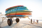 Surfboards in cargo trolley on sidewalk of Copacabana Beach - Rio de Janeiro city - Rio de Janeiro state (RJ) - Brazil