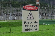 Risk of electric shock sign - Furnas Centrais Eletricas S/A - Jacarepagua Substation - Rio de Janeiro city - Rio de Janeiro state (RJ) - Brazil