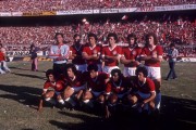 Manga (goalkeeper), Falcao and Dada Maravilha (crouching) - Soccer Players - Sport Club Internacional - 1975 or 1976 - Porto Alegre city - Rio Grande do Sul state (RS) - Brazil