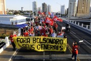 Demonstration against President Jair Bolsonaro - Banner where it reads (Outside Bolsonaro and his Generals) - Sao Jose do Rio Preto city - Sao Paulo state (SP) - Brazil