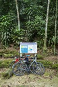 Signpost and bicycles in Largo do Bom Retiro - Tijuca Forest - Tijuca National Park - Rio de Janeiro city - Rio de Janeiro state (RJ) - Brazil