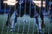 Goalkeeper in a soccer match at Maracana - The 80s - Rio de Janeiro city - Rio de Janeiro state (RJ) - Brazil