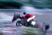 Riding: Rider and horse practicing jump - 80s - Rio de Janeiro city - Rio de Janeiro state (RJ) - Brazil