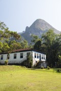Visitors Center Von Martius - headquarter Guapimirm of the Serra dos Orgaos National Park with the Escalavrado Peak in the background  - Guapimirim city - Rio de Janeiro state (RJ) - Brazil