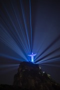 Detail of statue of Christ the Redeemer (1931) during the night with special illumination - Rio de Janeiro city - Rio de Janeiro state (RJ) - Brazil