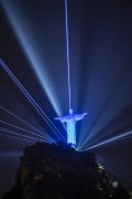 Detail of statue of Christ the Redeemer (1931) during the night with special illumination - Rio de Janeiro city - Rio de Janeiro state (RJ) - Brazil
