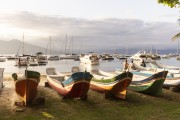 Colorful fishing boats on Santa Teresa Beach - Ilhabela city - Sao Paulo state (SP) - Brazil