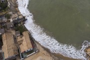 Picture taken with drone of the houses destroyed by the advance of the sea over Atafona Beach - Sao Joao da Barra city - Rio de Janeiro state (RJ) - Brazil