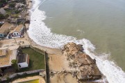 Picture taken with drone of the houses destroyed by the advance of the sea over Atafona Beach - Sao Joao da Barra city - Rio de Janeiro state (RJ) - Brazil