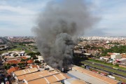 Picture taken with drone of fire in an electrical supply store - Sao Jose do Rio Preto city - Sao Paulo state (SP) - Brazil