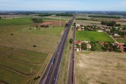 Picture taken with drone of the Assis Chateaubriand Highway (SP-425) - between Guapiaçu and Olimpia - Sao Jose do Rio Preto city - Sao Paulo state (SP) - Brazil
