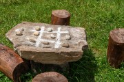 Tic-tac-toe made on a stone table at Tres Picos State Park headquarter - Teresopolis-Friburgo - Nova Friburgo city - Rio de Janeiro state (RJ) - Brazil