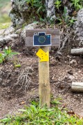 Plate with photographic camera design signaling location for photography - Tres Picos State Park - Teresopolis-Friburgo - Nova Friburgo city - Rio de Janeiro state (RJ) - Brazil