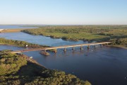 Picture taken with drone of the bridge over the Tiete River on the SP-461 Highway - between the municipalities of Buritama and Birigui - Buritama city - Sao Paulo state (SP) - Brazil