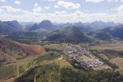 Picture taken with drone of the Laginha District - With Pontoes Capixabas Monument in the background - Pancas city - Espirito Santo state (ES) - Brazil