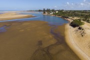 Picture taken with drone of the Lagoon formed at the mouth of the Mariricu River - Sao Mateus city - Espirito Santo state (ES) - Brazil