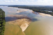Picture taken with drone of the silted bed of the  Doce River near its mouth - Linhares city - Espirito Santo state (ES) - Brazil