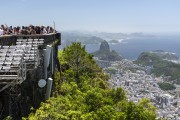 Tourists - Christ the Redeemer mirante with the Sugar Loaf in the background  - Rio de Janeiro city - Rio de Janeiro state (RJ) - Brazil
