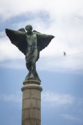 Monument to the Heroes of the Battle of Laguna and Dourados - General Tiburcio Square - with Practitioner of slackline in the background - Rio de Janeiro city - Rio de Janeiro state (RJ) - Brazil