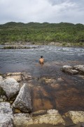 Tourist bathing in the river - Jumps and rapids of Rio Preto - Chapada dos Veadeiros National Park  - Alto Paraiso de Goias city - Goias state (GO) - Brazil