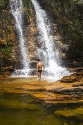 Tourist - Cristais Waterfall - near to Chapada dos Veadeiros National Park  - Alto Paraiso de Goias city - Goias state (GO) - Brazil