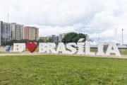 Detail of placard that says: I love Brasilia - Burle Marx Garden  - Brasilia city - Distrito Federal (Federal District) (DF) - Brazil