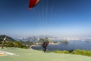 Paragliding flight at ramp of Niteroi City Park with San Francisco Bay in the background  - Niteroi city - Rio de Janeiro state (RJ) - Brazil