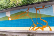 Frescobol panel - Reproduction of a design by Millor Fernandes executed in tiles in 1998 to pay homage to frescobol, a sport created by Millor and created in Rio de Janeiro - Sarah Kubitschek Square - Rio de Janeiro city - Rio de Janeiro state (RJ) - Brazil