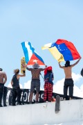 Protesters with the flags of Cuba and Venezuela - Demonstration in repudiation of the murder of Congolese refugee Moise Kabagambe near Post 8 - Rio de Janeiro city - Rio de Janeiro state (RJ) - Brazil