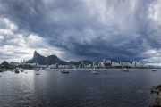View of Corcovado Mountain from short wall of Urca  - Rio de Janeiro city - Rio de Janeiro state (RJ) - Brazil