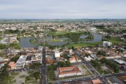 Aerial view of the city and the Municipal Park Major Doutor Ronie Cardoso, known as Lacustre Park - Castro city - Parana state (PR) - Brazil