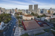 Picture taken with drone of the stands at the Sao Francisco Ruins - Joao Candido Square - Curitiba city - Parana state (PR) - Brazil