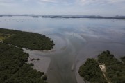 Picture taken with drone of the Iguaçu River near REDUC - Rio Iguaçu mouth in Guanabara Bay - Duque de Caxias city - Rio de Janeiro state (RJ) - Brazil
