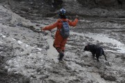 Firefighters searching for bodies with the help of dogs after landslides and flooding caused by heavy rains - Petropolis city - Rio de Janeiro state (RJ) - Brazil